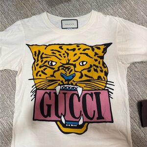 Gucci Cream T-Shirt with Tiger Print